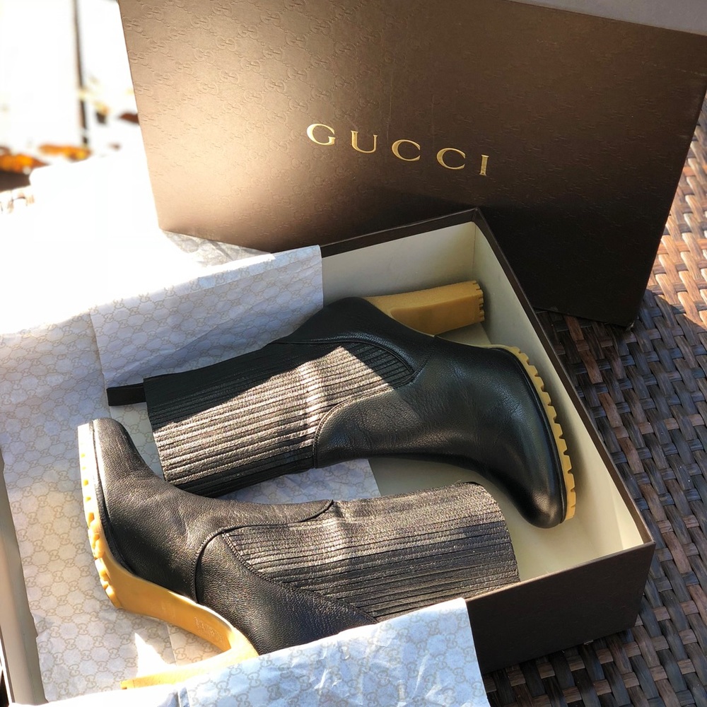Gucci “Edith” Black Leather Boots - Picture 5 of 5